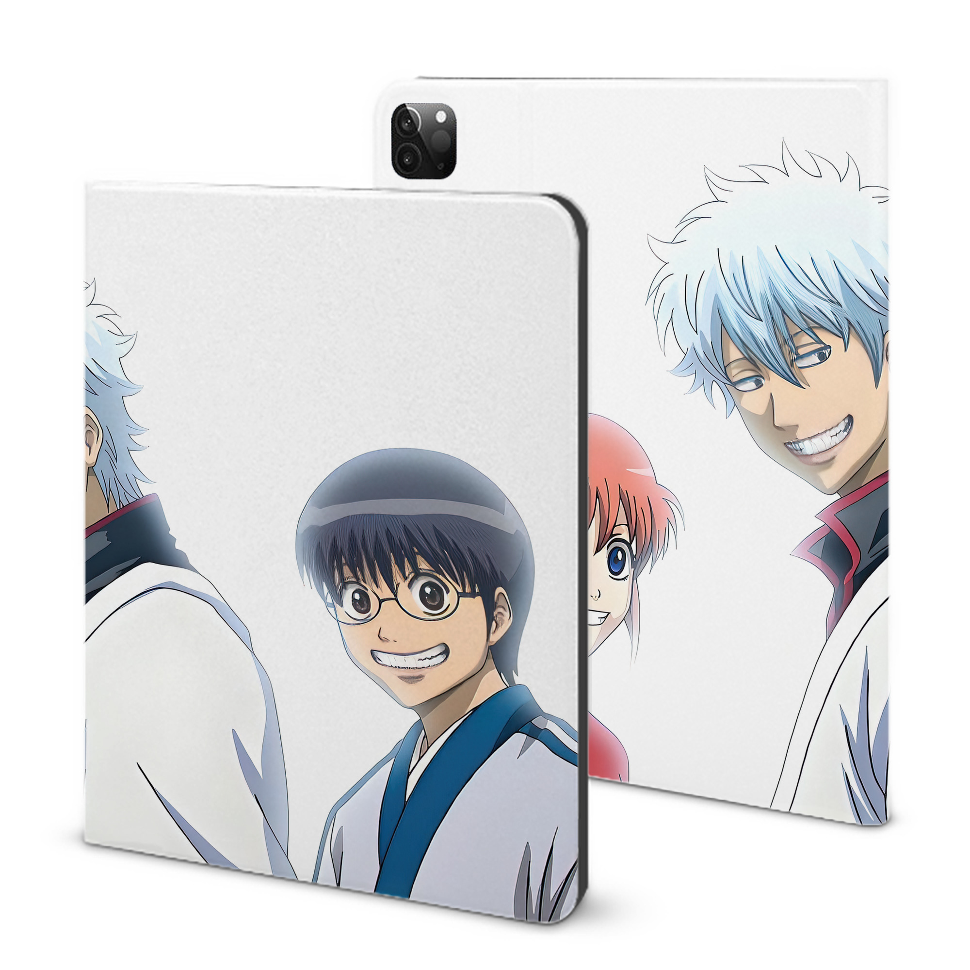 （画像用） ぎんたま 坂田銀時（さかたぎんとき） 神楽 志村新八（しむら しんぱち） GINTAMA Sakata Gintoki Kagura Shimura Shinpachi IPadケース ペンホルダー付き ブックスタイルデザイン